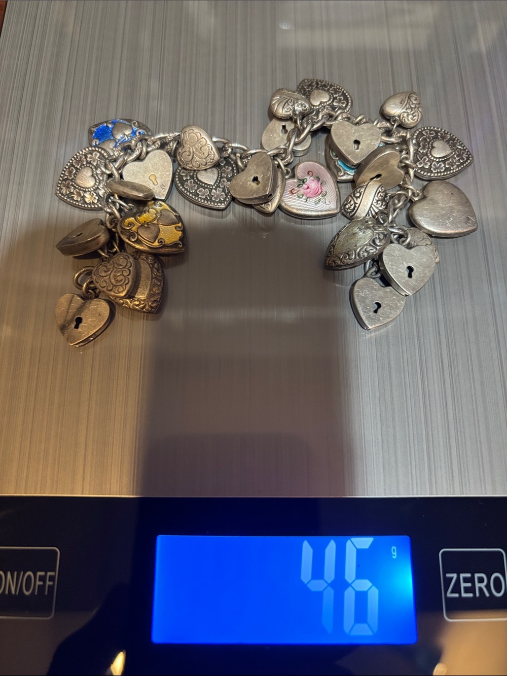 Silver Heart Locket Charm Bracelet - Women's Jewelry